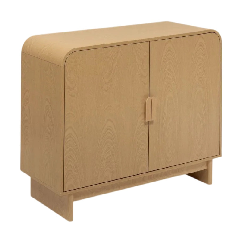 **Meuble de rangement moderne en bois clair avec portes coulissantes**