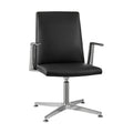 **Chaise de bureau ergonomique en cuir noir avec accoudoirs en métal chromé**