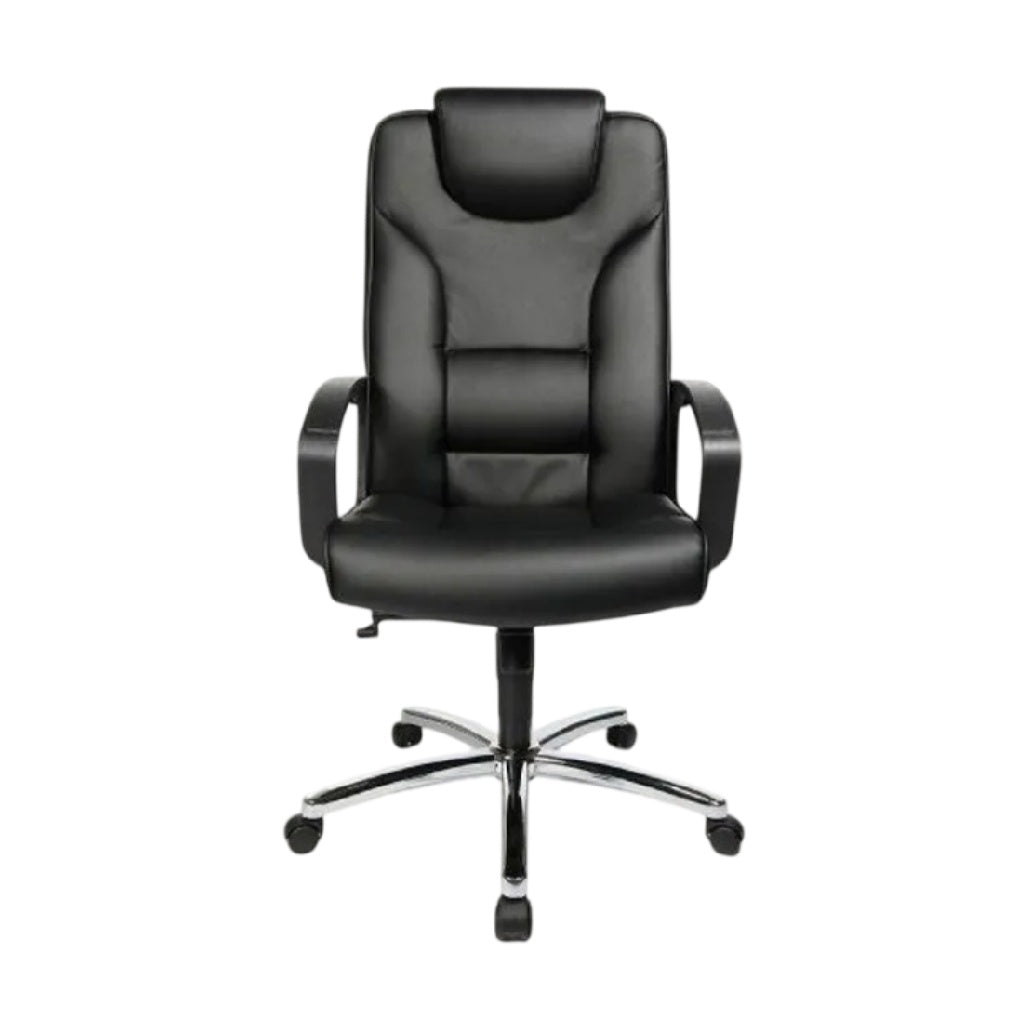 **Chaise de bureau ergonomique en cuir noir avec accoudoirs réglables**