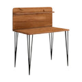 **Table de bureau en bois avec support mural et pieds en métal**