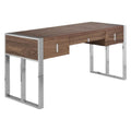 **Bureau moderne en bois avec structure en métal chromé**