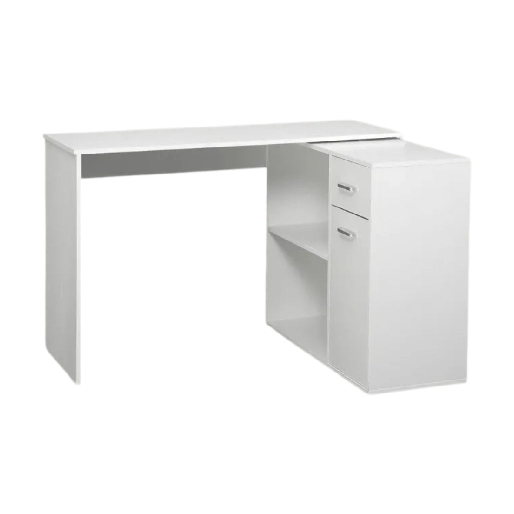 **Bureau moderne en L blanc avec rangement intégré**